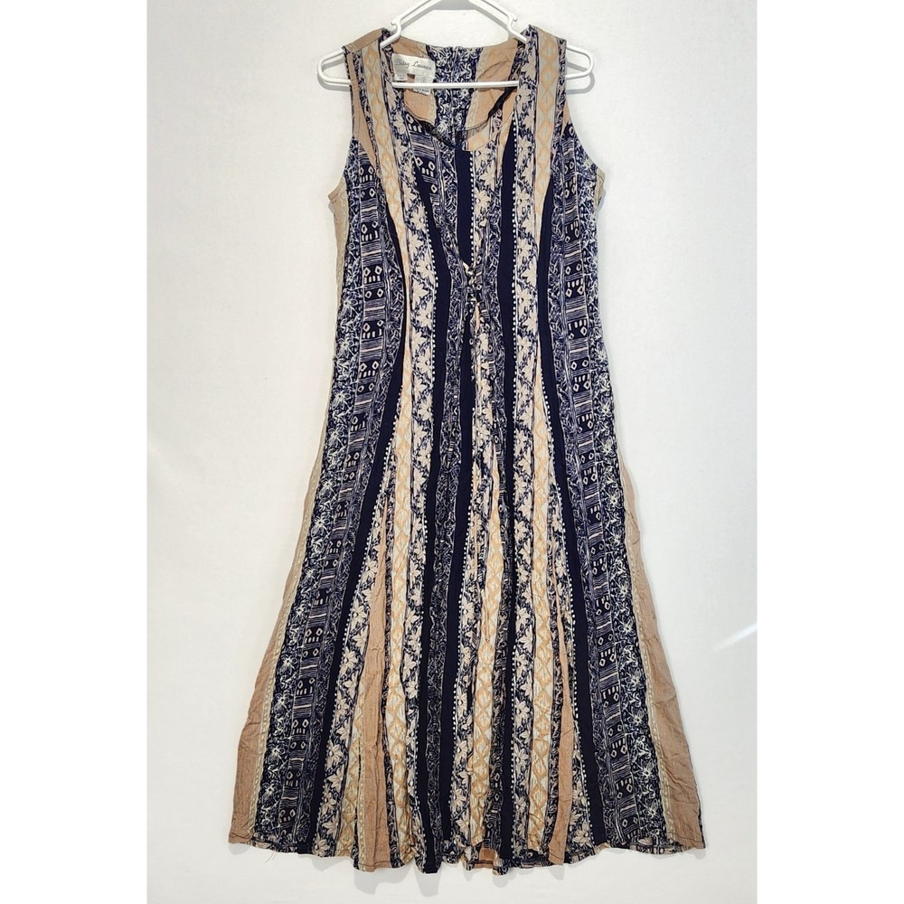 Betsy Lauren Vintage Women's Size 10 Boho Maxi Dress Tribal Print Sleeveless